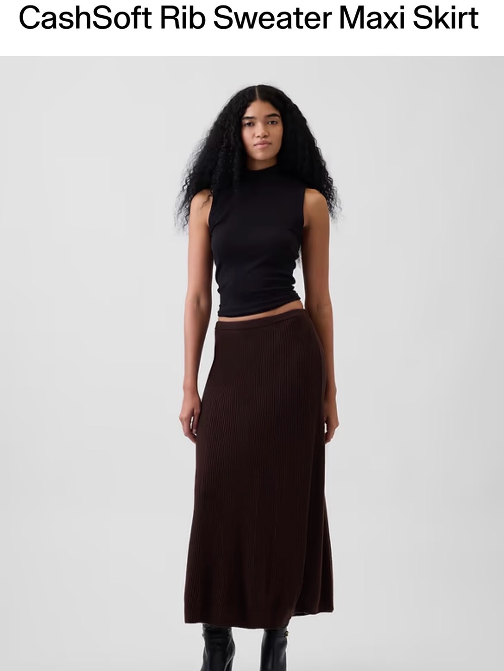 GAP CashSoft Rib Maxi Skirt - Dark Brown